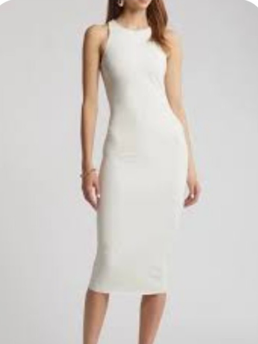 NORDSTROM Open Edit Smooth Sleeveless Body-Con White Sleeveless Midi Dress Sz XL